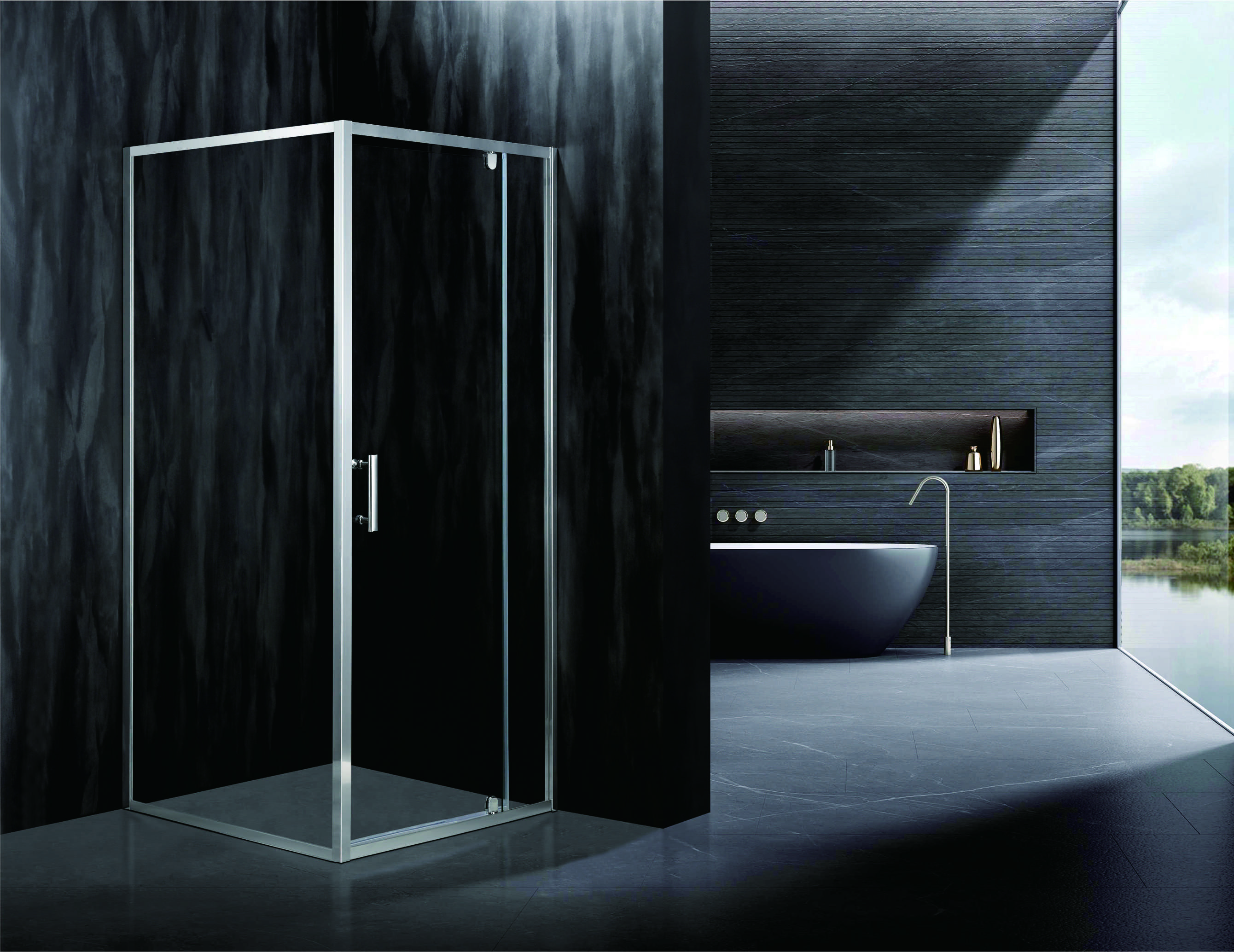 6mm Transparent Bathroom Shower Glass Cabinet 1800x800