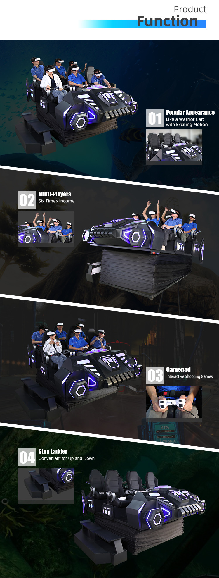 6 Players VR Arcade Simulator Immersive Vibration VR 9D Game Machine