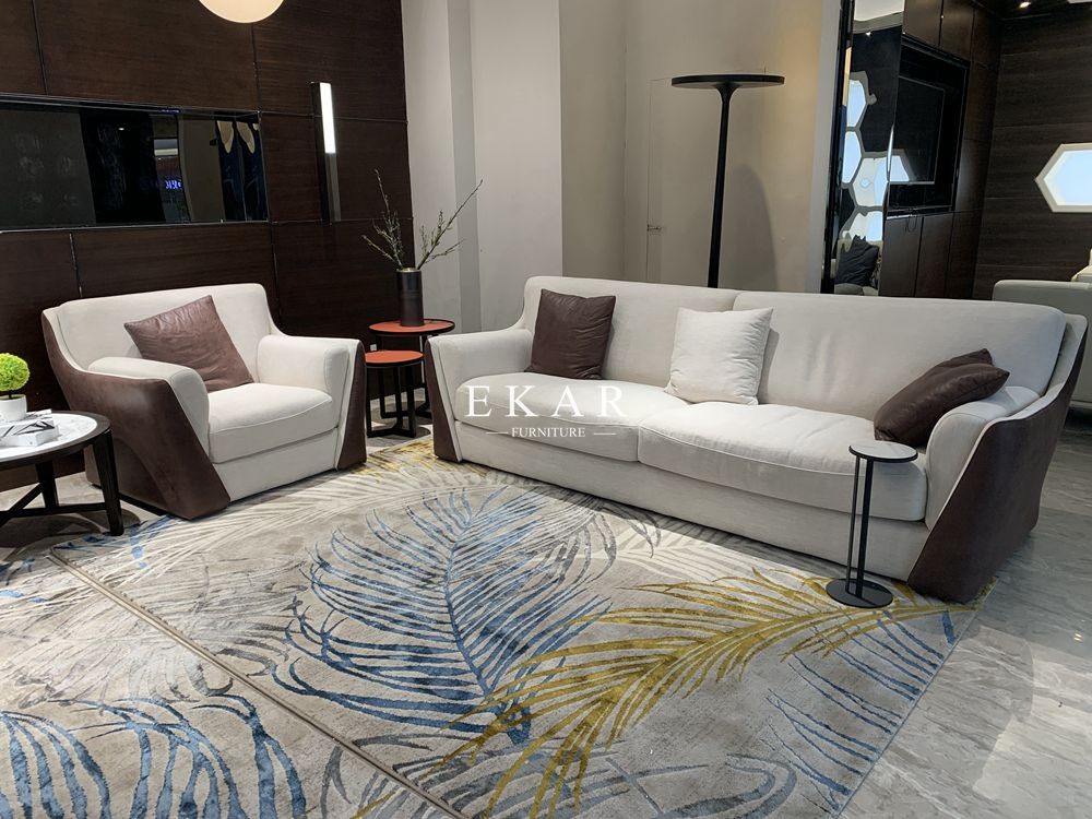 Leather and Fabric 6 Seater Modern Living Room Sofa Set AW-ES17-1733
