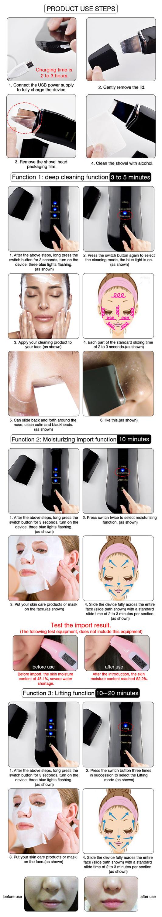 Portable Ultrasonic Skin Scrubber Machine Deep Cleansing Exfoliators For Home Use