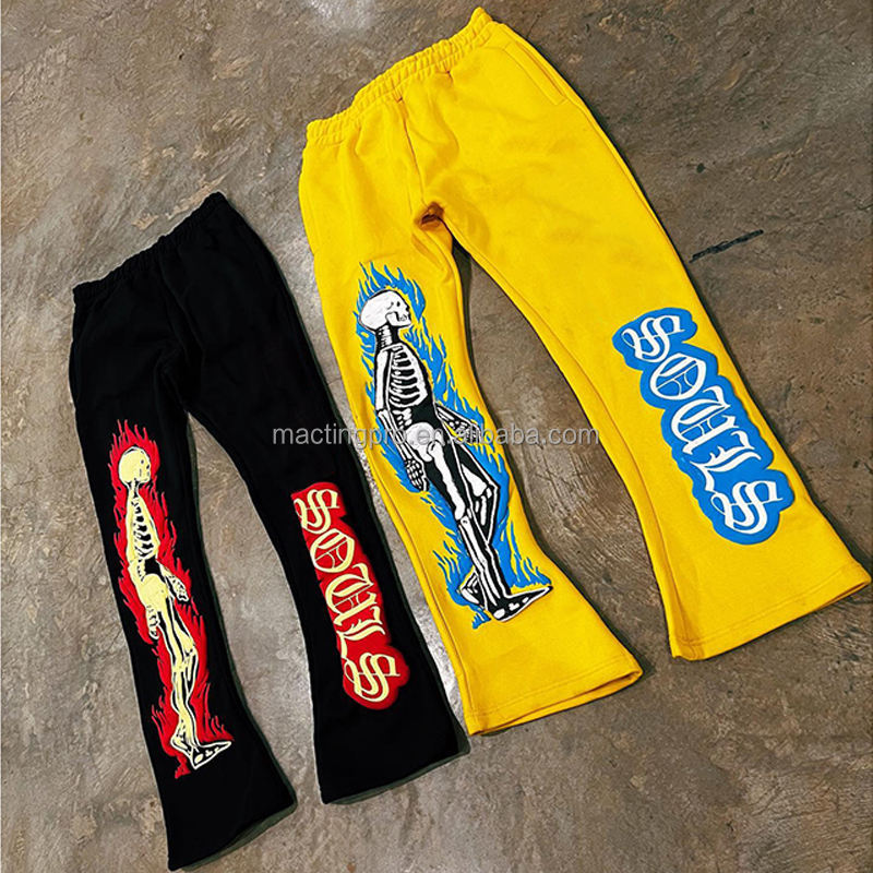 Knitted Men's Printed Fleece Baggy Track Pants for Lightweight Style and Comfort