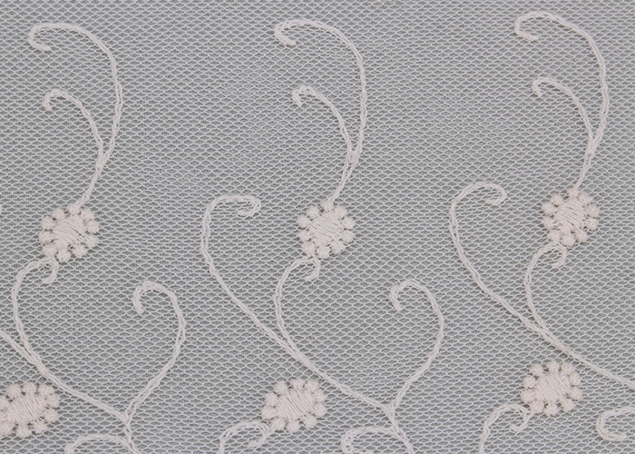 6.5 Inch Floral Embroidered Lace Trim Wide Mesh Lace Trim For Wedding Dresses