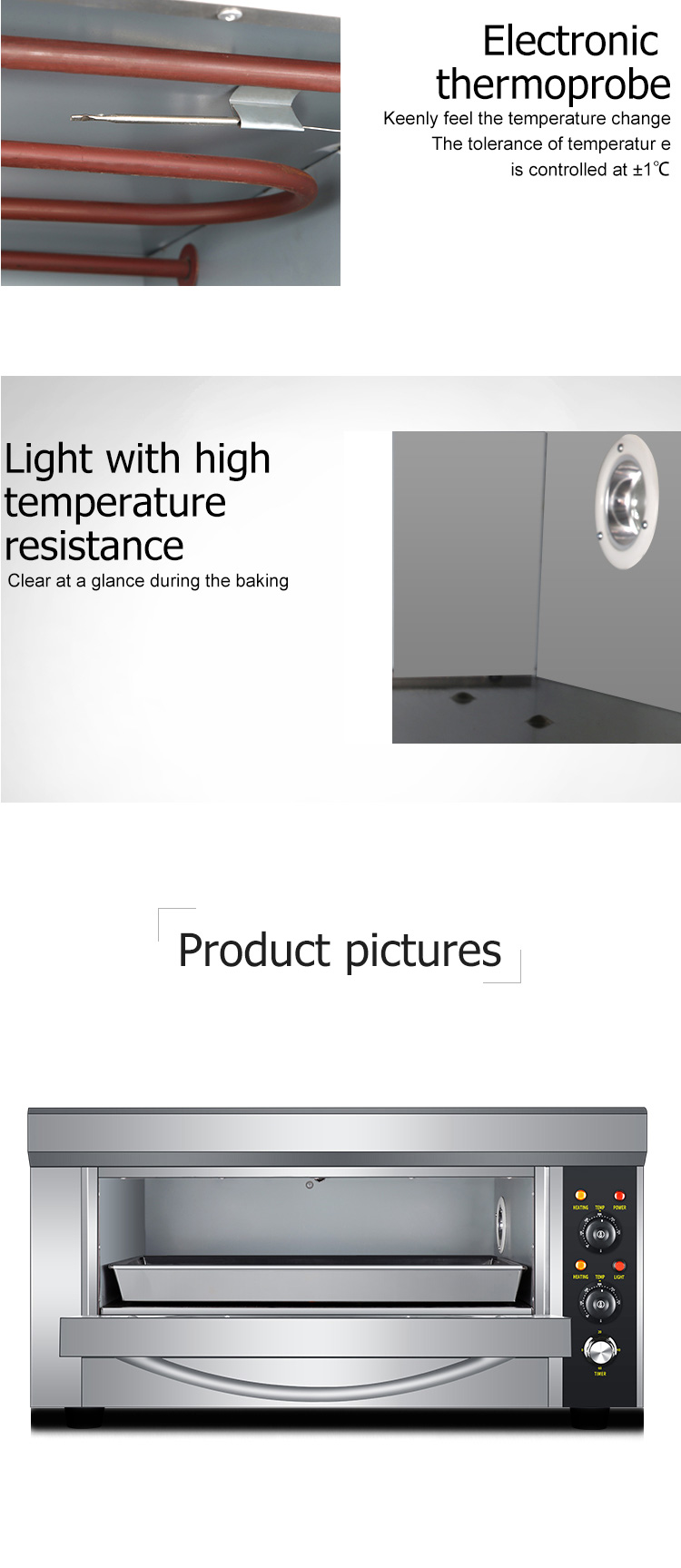 Commercial Electric Bakery Oven with 1 Layer and 1 Tray 850x620x450mm Efficiency