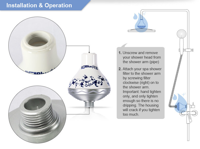 Beautiful Design Shower Filter For Hard Water , Chlorine Removal Shower Filter