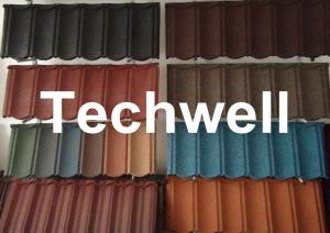 China Colorful Steel Stone Coated Roof Tile Machine Environmental with Natural Sandy Gravel Surface wholesale