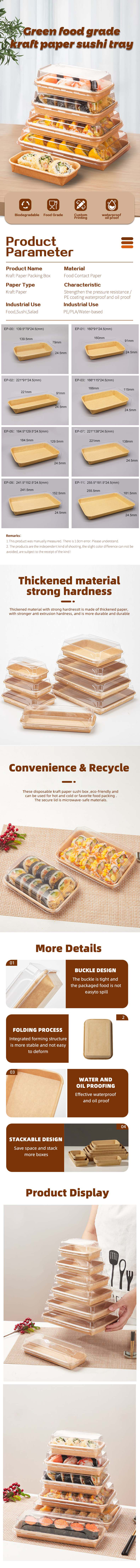 Kraft Paper Sushi Box Manufacturers Custom Sizes Disposable Takeout Sushi Box