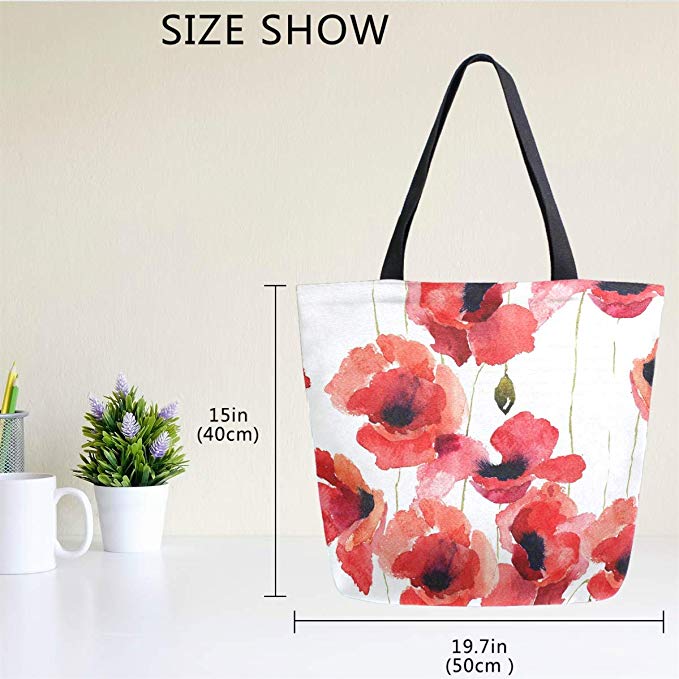 Natural Designer Canvas Tote Handbags Striped Floral Pattern With Leather Straps