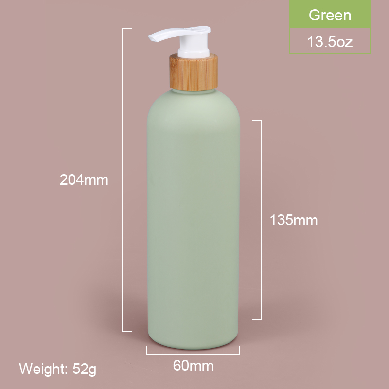 Shampoo Bottle with Bamboo Lid HDPE Plastic Type Soft Touch Empty Body Lotion Container