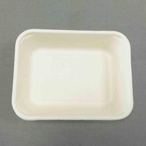 Biodegradable 7.5x6 Inch Bagasse Meal Tray,Unbleached Natural Color Plant Fiber