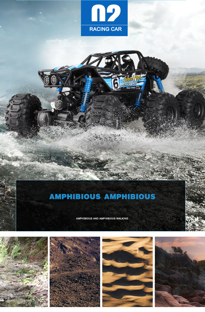 Children's Remote Control Toy Car 6-Wheel Off-Road Amphibious Vehicle for 14 Years up
