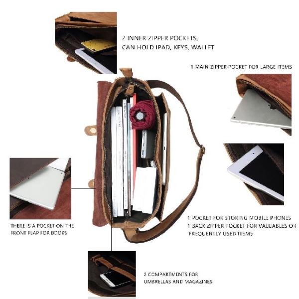 Vintage Handmade Cowhide Leather Office Laptop Bags For Men