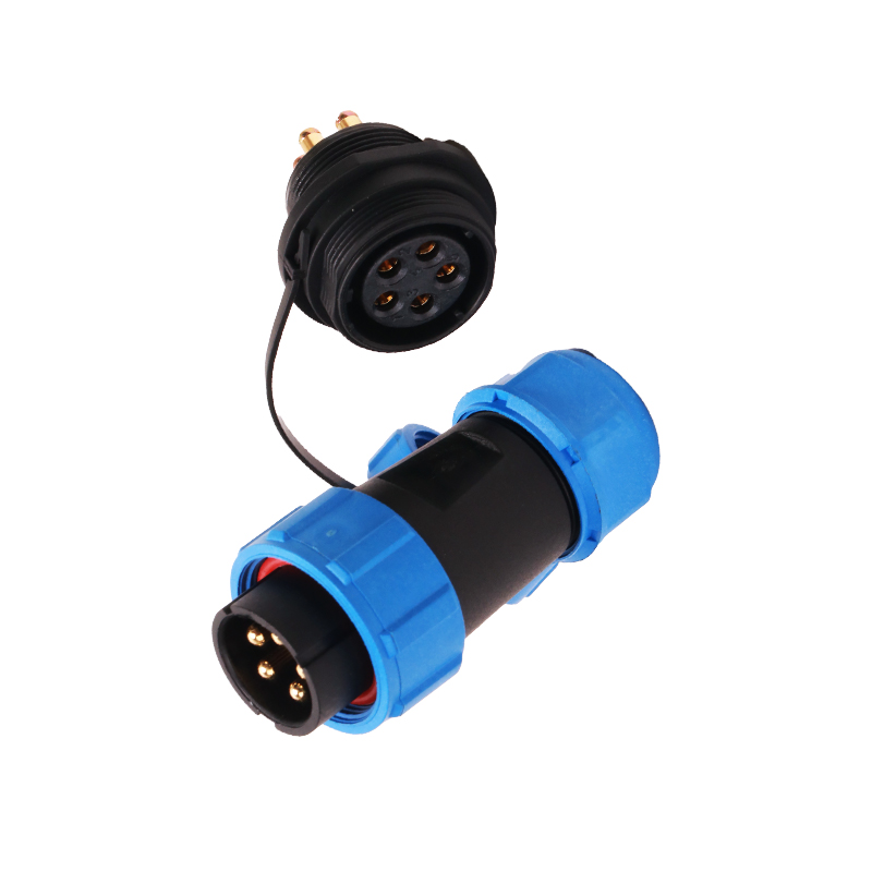IP68 Waterproof Circular Plastic Connectors Inline Cable Plugs Brass Contact