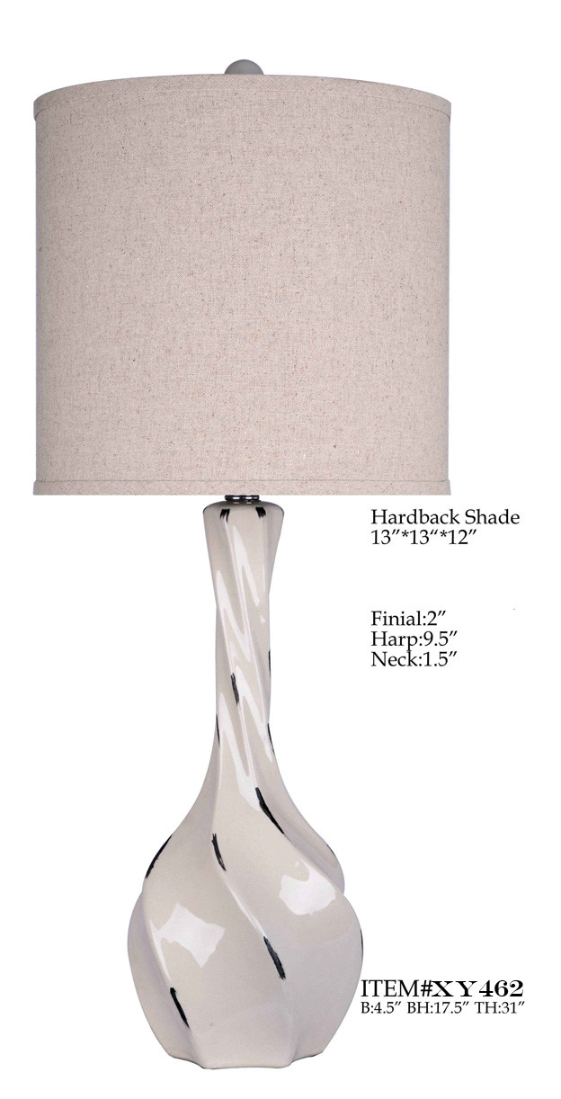 Modern Chrome Ceramic Vase Lamp D13*31" With Cream Drum Shade