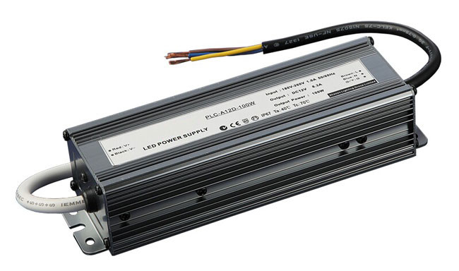 Black IP67 LED Power Supply 100W AC 110V Input Voltage DC 12V Output Voltage