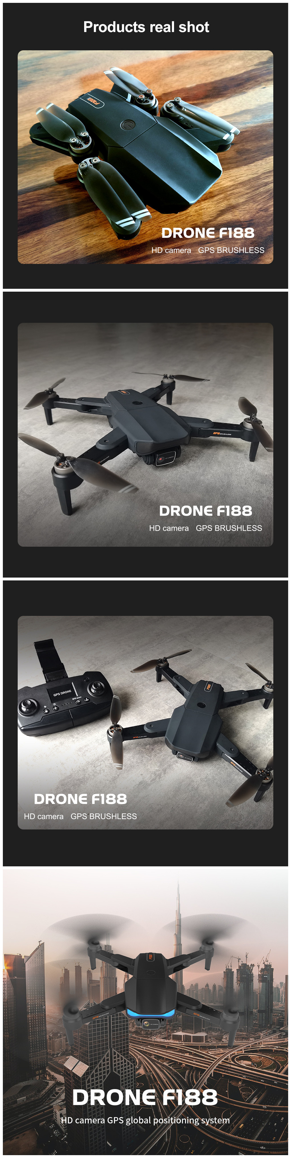 Folding 5G Brushless GPS Drone with 6K HD Camera and 90 Degree Dual Lens Remote Control