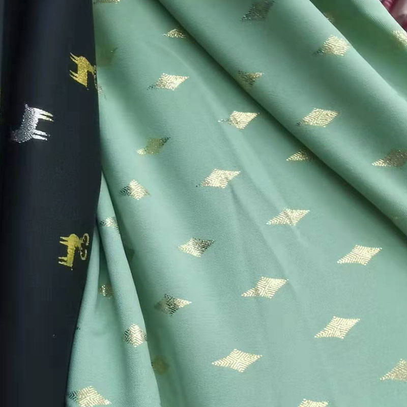 OEM Bronzing Floral Foil Polyester Woven Fabric Leaf Printing