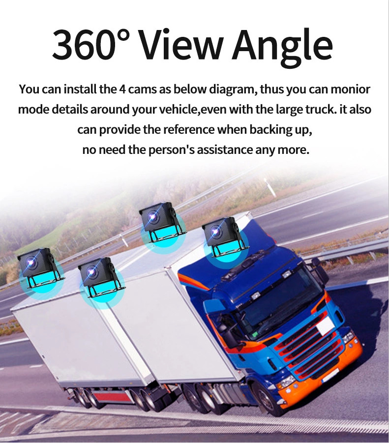 AHD 720P Vehicle Truck 9.66 Inch Screen Dash Cam Recorder DVR 4CH