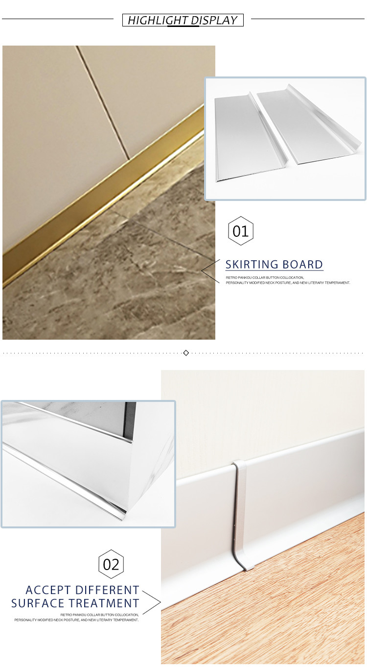 Flooring Accessories 80mm Metal Skirting Board Lines For Protection