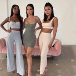 Slim Fit Sexy High Waisted Trousers And Crop Top Set