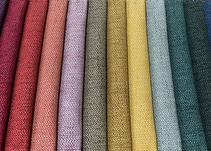 Plain Linen Upholstery Fabric , Colorful Polyester Sofa Fabric