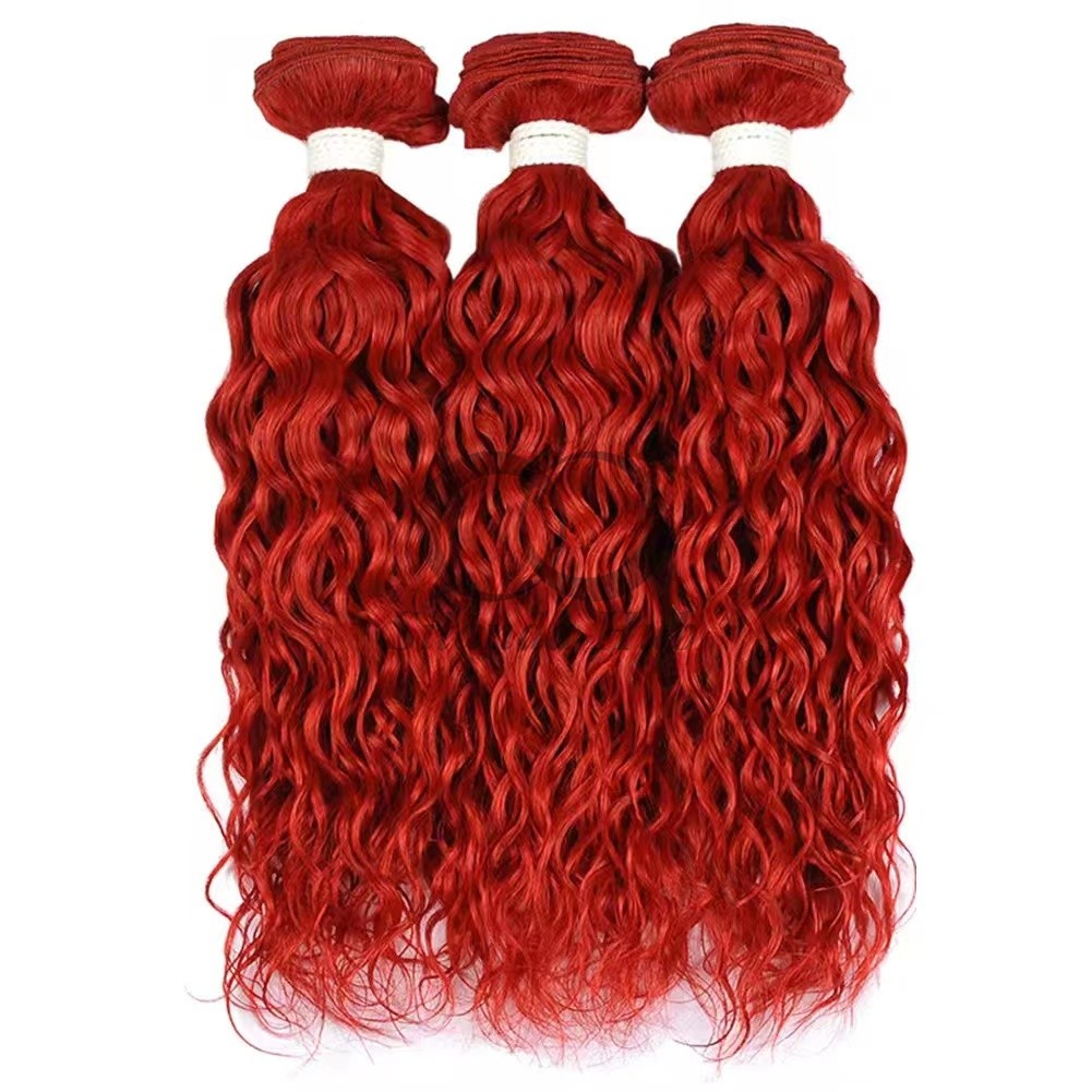 Red Water Wave Remy Human Hair Bundles Sew In Weave Bundles Brazilian Bundle Deals