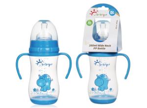 China 9oz 260ml Wide Neck PP Polypropylene Arc Baby Nipple Bottle wholesale