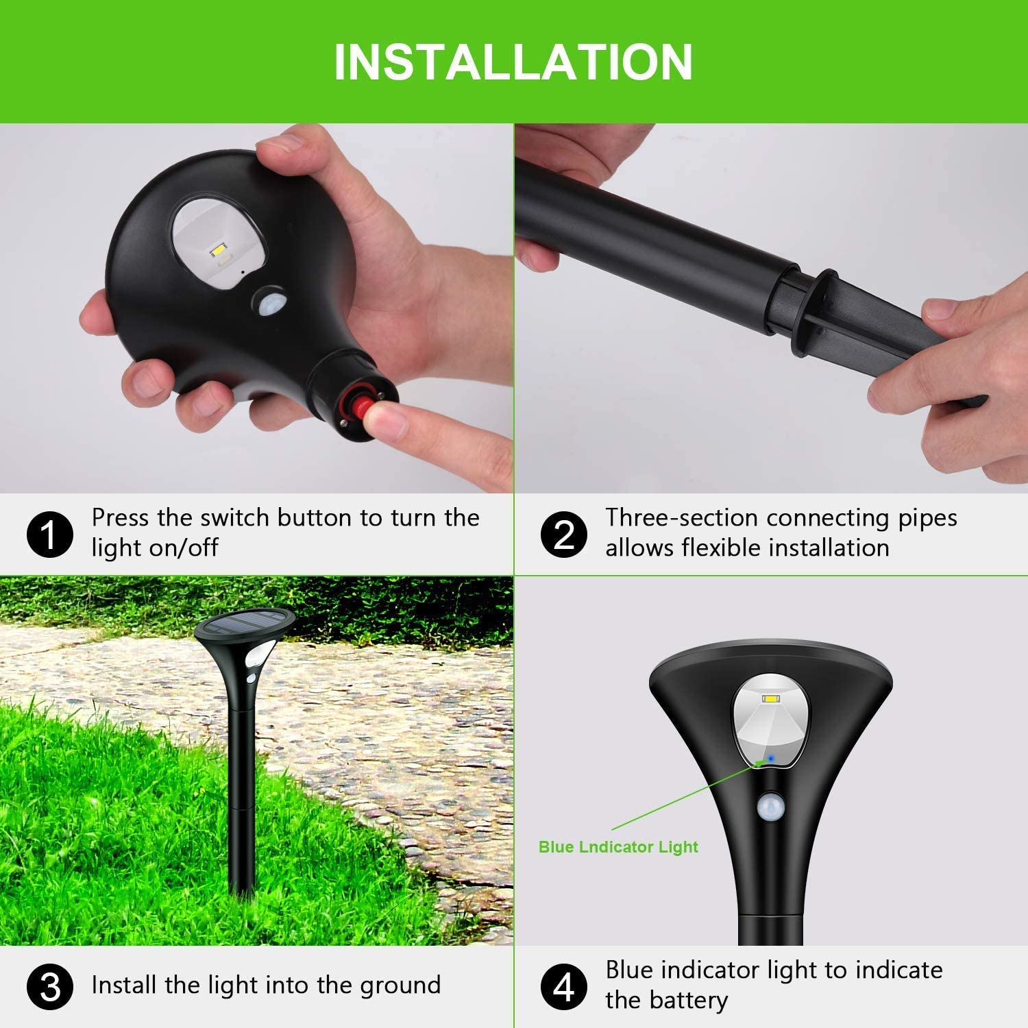 Powerful 400 Lumen 0.5W LED Solar Landscape Spotlights Adjustable Height