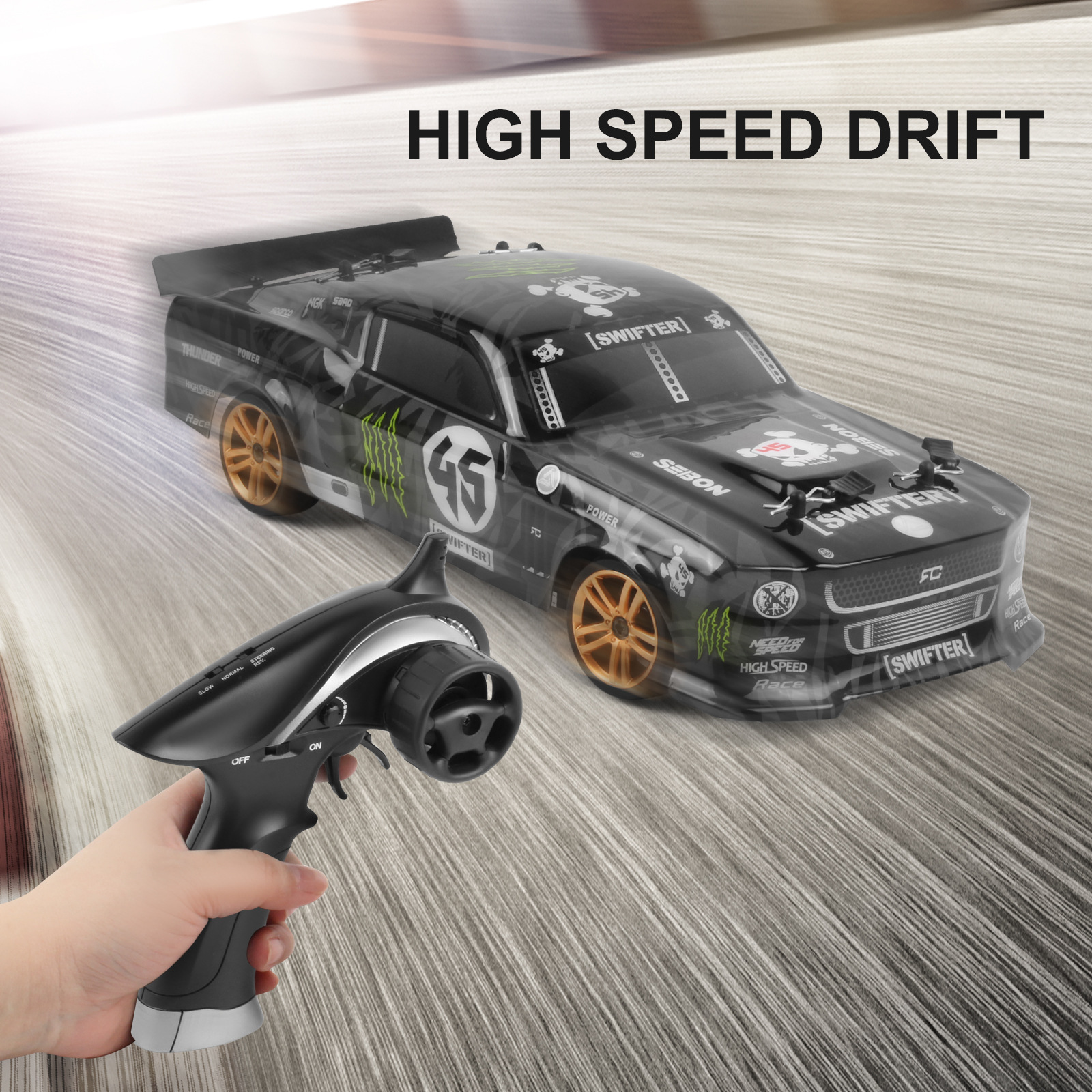 1/18 Four-Wheel Drive Plastic Remote Control Car 2.4G for Children RC Racing Electric Toy