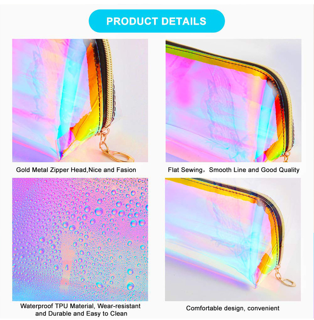 Girls Waterproof Portable Toiletry Bag With Gold Zipper