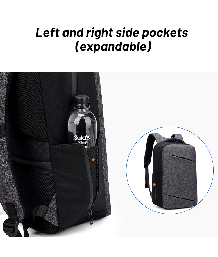 15.6 Inch USB Charge 19L Anti Theft Waterproof Men Backpack 0.7kg