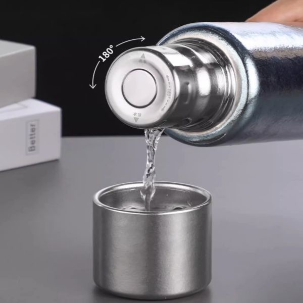 Ultra Light Portable 750ml Insulated Titanium Water Bottle Anti Oxidation Double Wall Titanium Water Bottle Available In Silver Blue And Copper