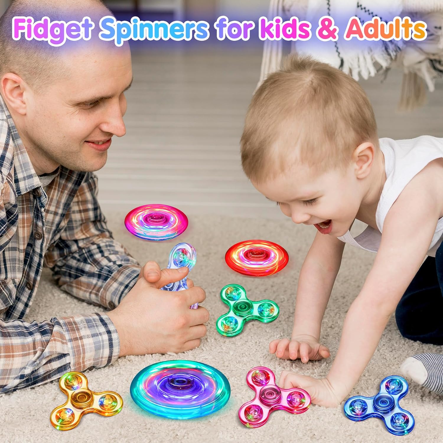 LED Light Up Fidget Spinners for Kids Party Goodie Bag Stuffers and Pressure Relief