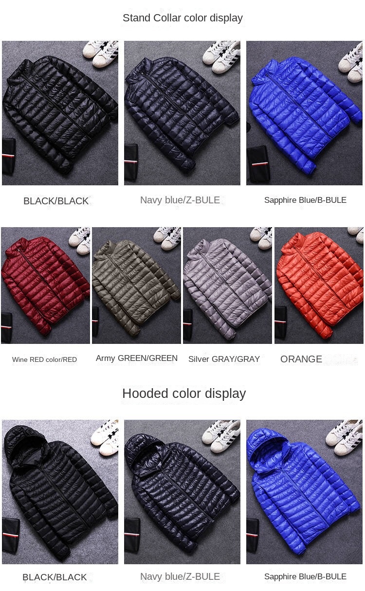 Blank Hooded Warm Down Jacket Casual Lightweight Winter Men Jackets