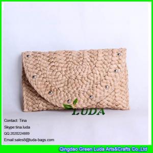 China LUDA Metallic mushroom nail straw handbags Envelope straw evening clutch bag wholesale