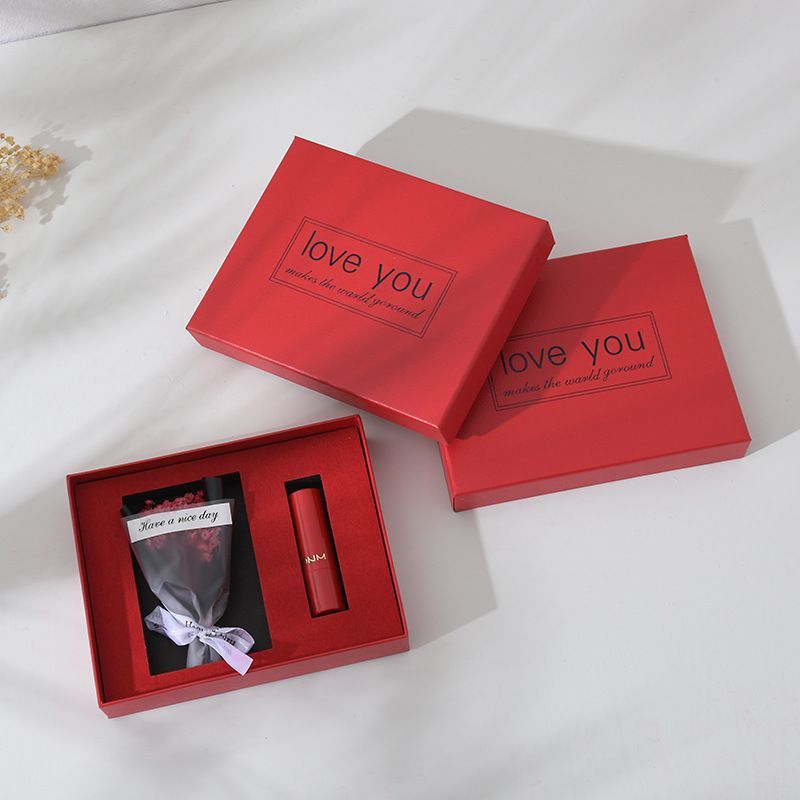 Customized Rectangular Lipstick Perfume Gift Box Wedding Favour Boxes Heaven and Earth Lid High-End Small Gift Box