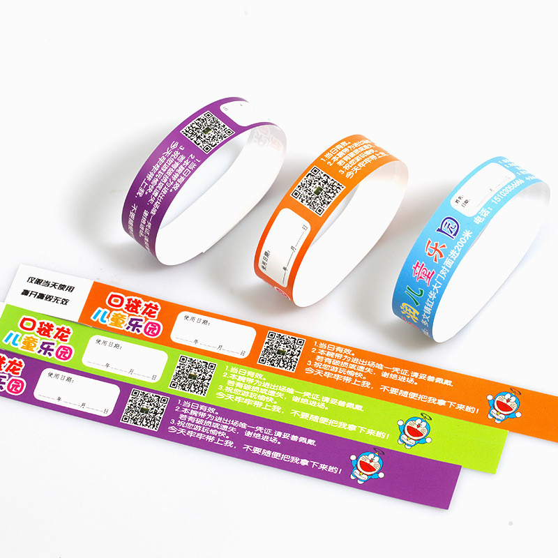 Custom Event PP Synthetic Paper Wristband With Full Color Printed Waterproof Sweat Resistant Admission Wrist Bands