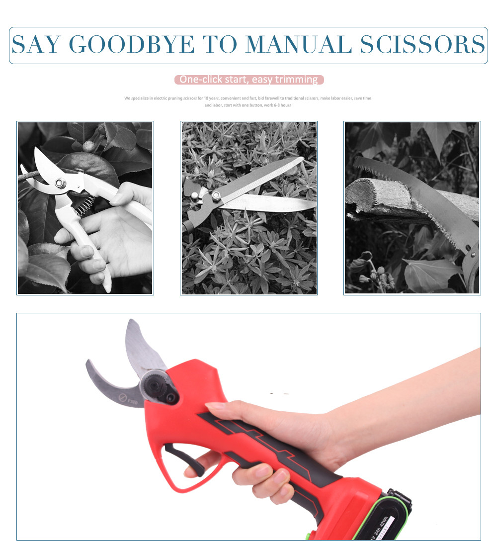 Swansoft 21V Wireless 3.2CM Electric Pruning Scissors Rechargeable Scissors Pruning Scissors Branch Cutt