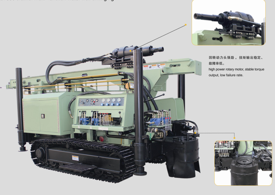 Green Pile Drilling Machine / SLY485 200 Meter Rock Drilling Rig High Speed Crawler Mounted