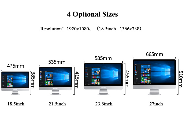 18.5 Inch Core I3 I5 I7 Led Aio Monoblock Barebone Touch All In One Pc For Designers