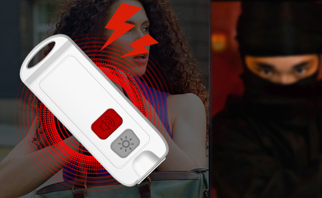Lithium Battery Panic Button Women Safety Keychain LED Light 130db Sos