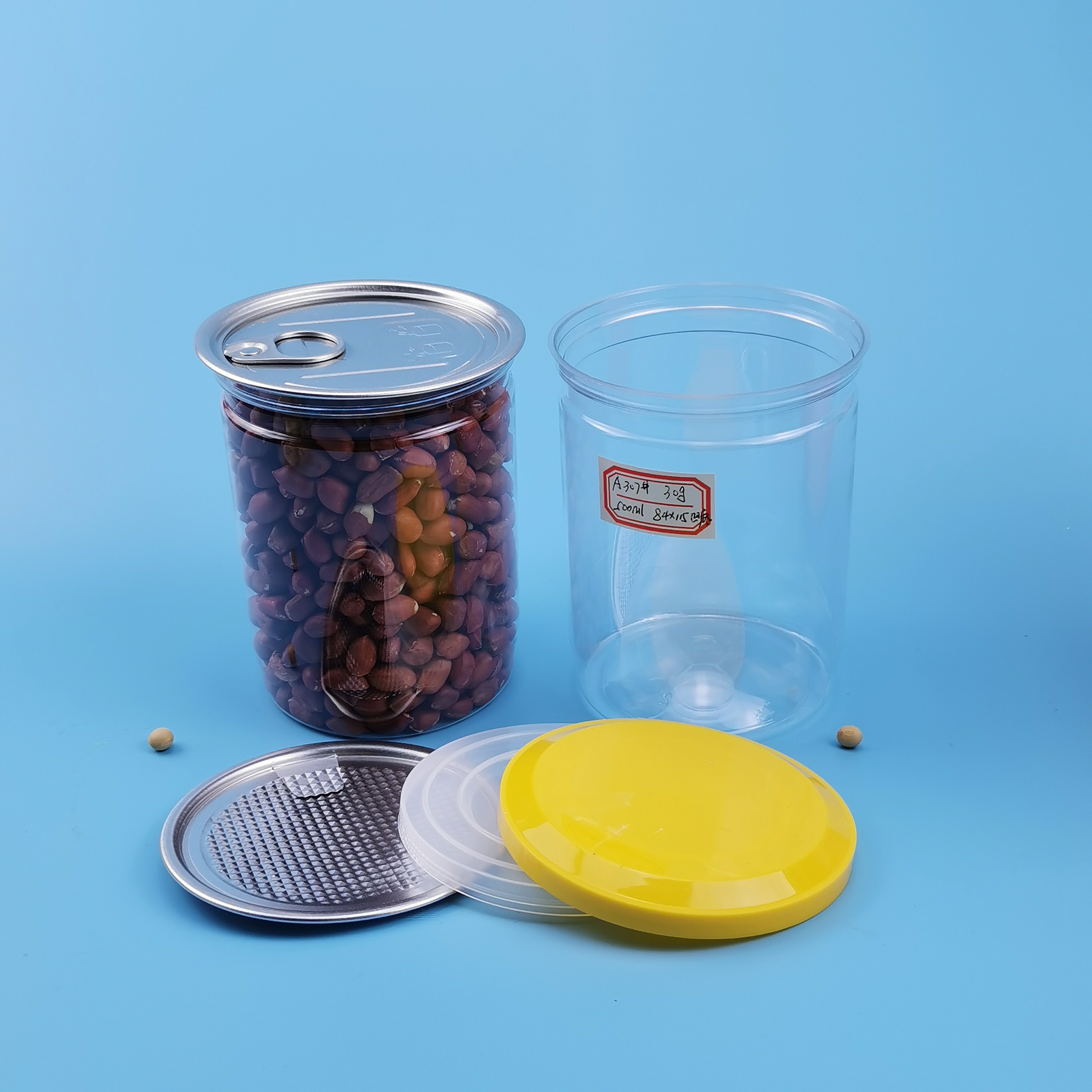 Airtight PET 0.5L Transparent Biscuits Plastic Food Jars