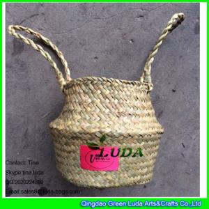China LUDA fashion handmade natural seagrass made straw bottle basket wholesale