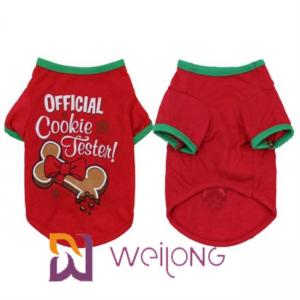 China CVC Jersey 180G Red Printing Dog Christmas T Shirt Customizable on sale
