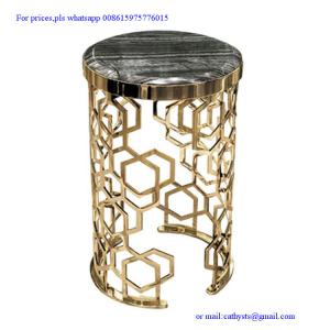 China modern designed metal corner table stainless steel laser cutting base side table wholesale