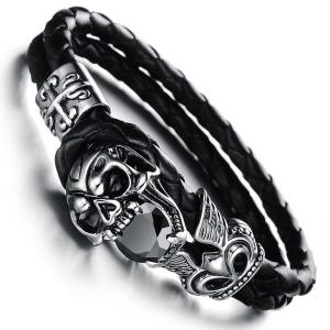 China Tagor Stainless Steel Jewelry Super Fashion Silicone Leather Bracelet Bangle TYSR144 wholesale