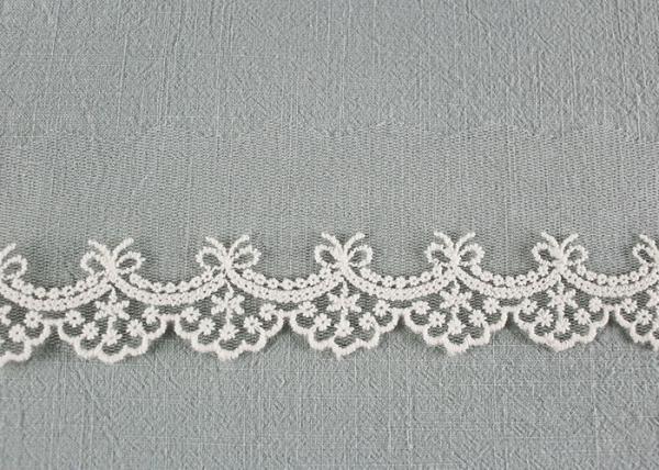 Cute Floral Embroidered Lace Trim Soft Ivory Bridal Lace Border For Art