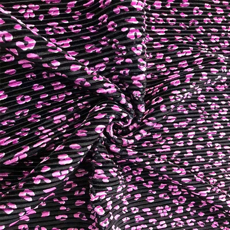 Medium Weight 150cm Polyester Pleated Crepe Fabric Leopard Printed Fabric