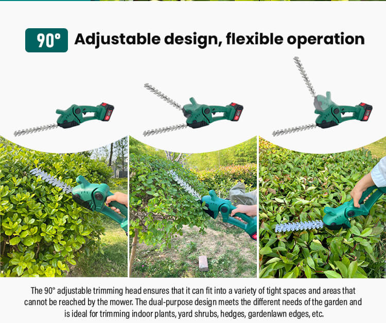 Lightweight Lithium Hedge Trimmer With Detachable Grass Cutting Head Versatile