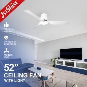 China 52 Inches Ceiling Fan Light White Plastic Blades dc Motor Low Profile Living Room wholesale