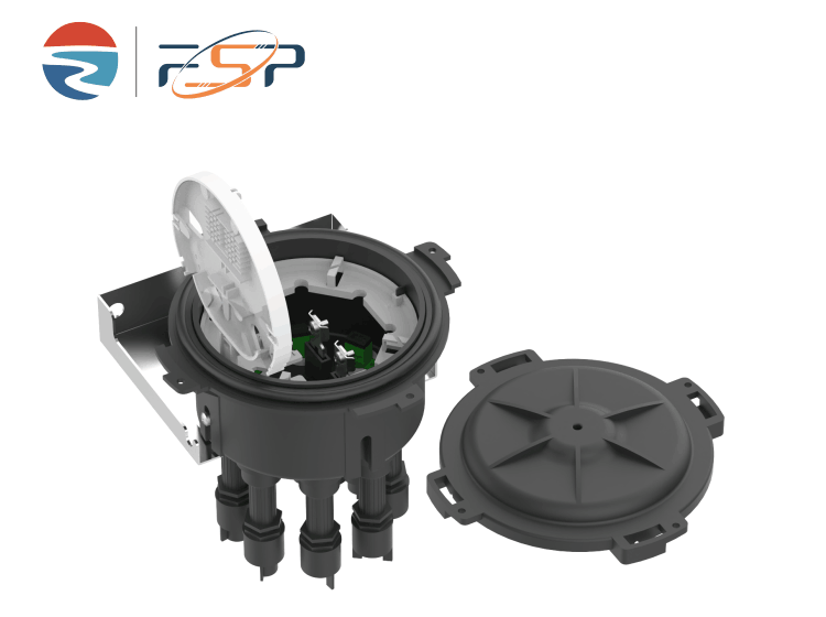 8 Ports Pre-Connectorised Fiber Optic Splice Closure for FTTX Applications in Black